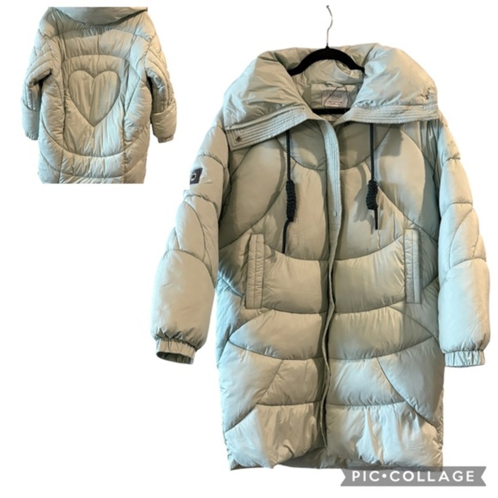 MAAG European Mint Green Boutique Heart Quilted Puffer Coat | Girls 11–12